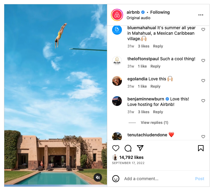 AirBnb - Instagram Screenshot